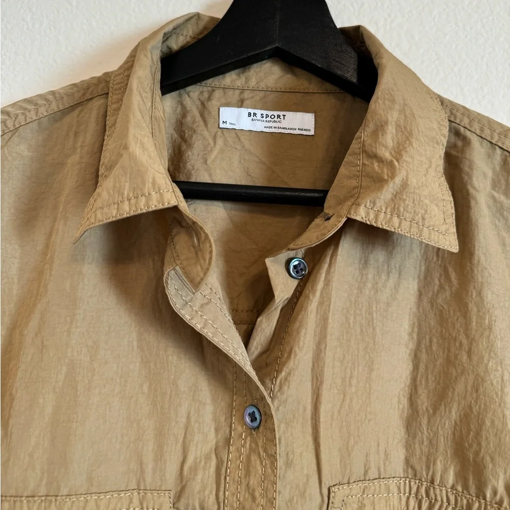BR Banana Republic Sport Parachute Buttoned Utility Nylon Shirt M Tall